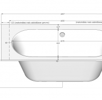 Vanna PROJECT 190(165)x80x60cm balta ar sifonu, balta